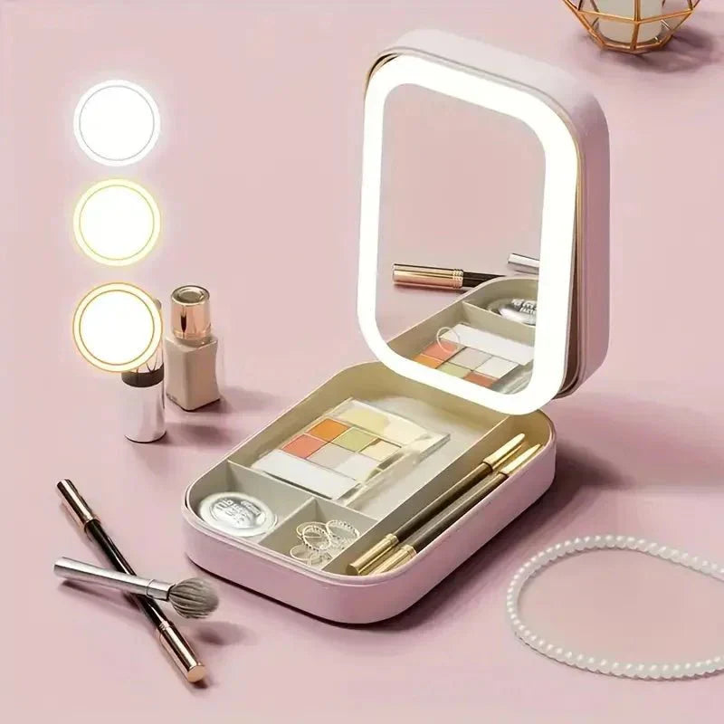 Compact Makeup Vanity With LED Mirror