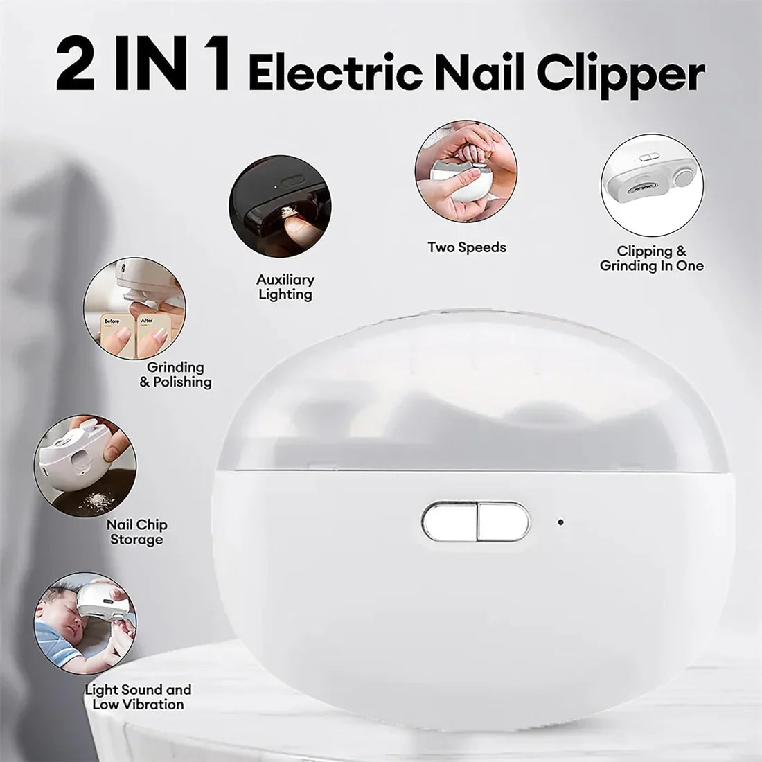 SquareBox's 2-in-1 Automatic Electric Nail Cutter And Polishing